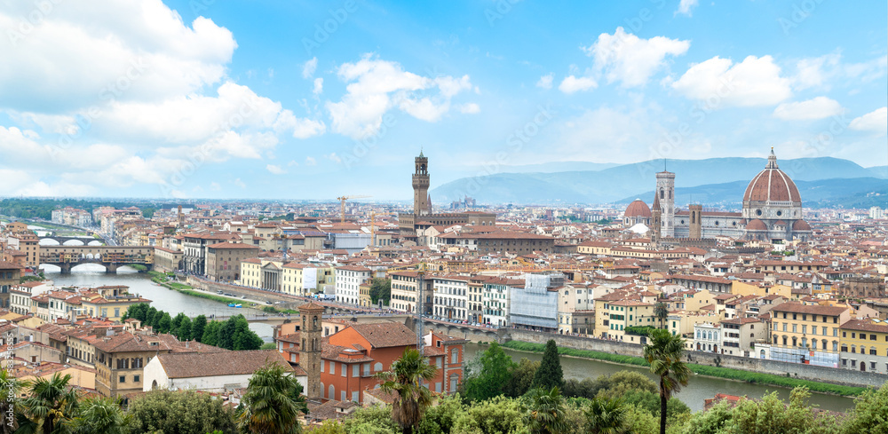 Panoramic view of Florence on a sunny day