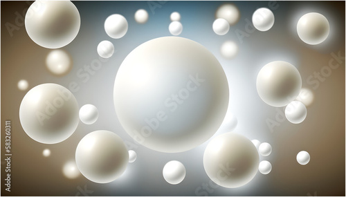 Light coloured background with white balls blur effect round spheres geometric design elements circle ball pattern - Post-processed Generative AI © Esi