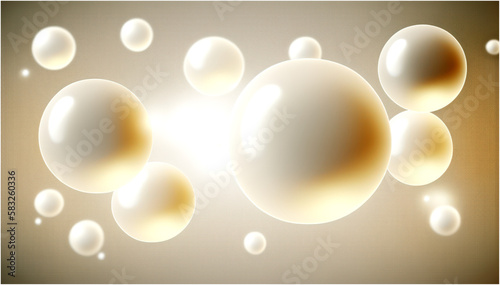 Light coloured background with white balls blur effect round spheres geometric design elements circle ball pattern - Post-processed Generative AI