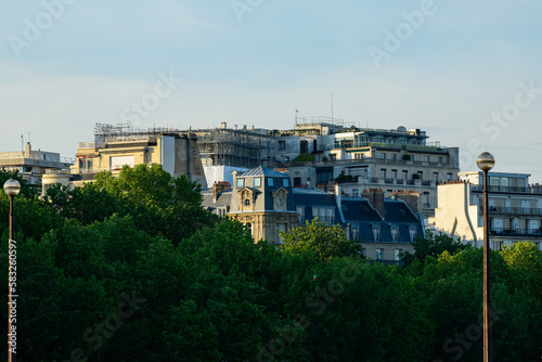 The Haussmann buildings of Paris , Europe, France, Ile de France, Paris, in summer on a sunny day.