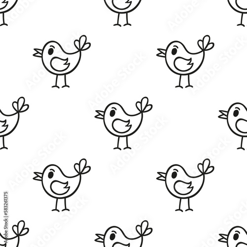 Seamless vector natural hand drawn pattern with birds