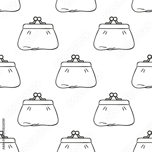 Seamless vector hand drawn pattern with purses