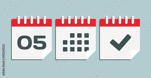 Vector icon page calendar - 5 day, agenda, done