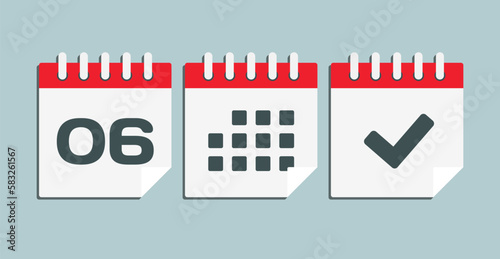 Vector icon page calendar - 6 day, agenda, done