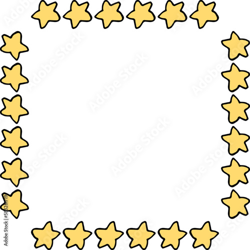Square frame with doodle stars on white background. Vector image.