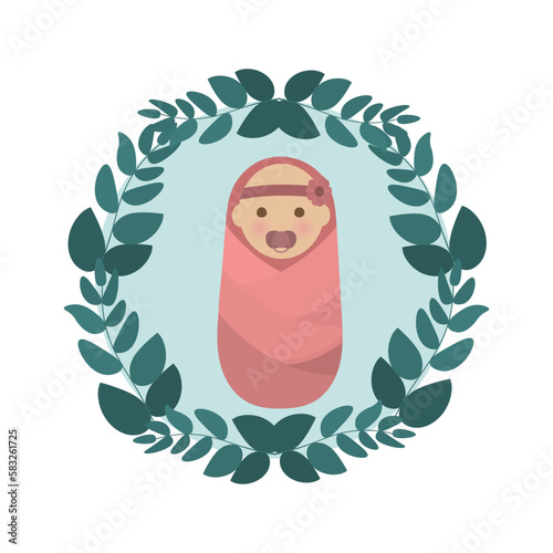 A newborn baby is wrapped in a diaper. Vector illustration.