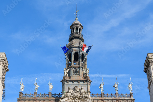 The town hall , in Europe, in France, in Ile de France, in Paris, Along the Seine, in summer, on a sunny day.