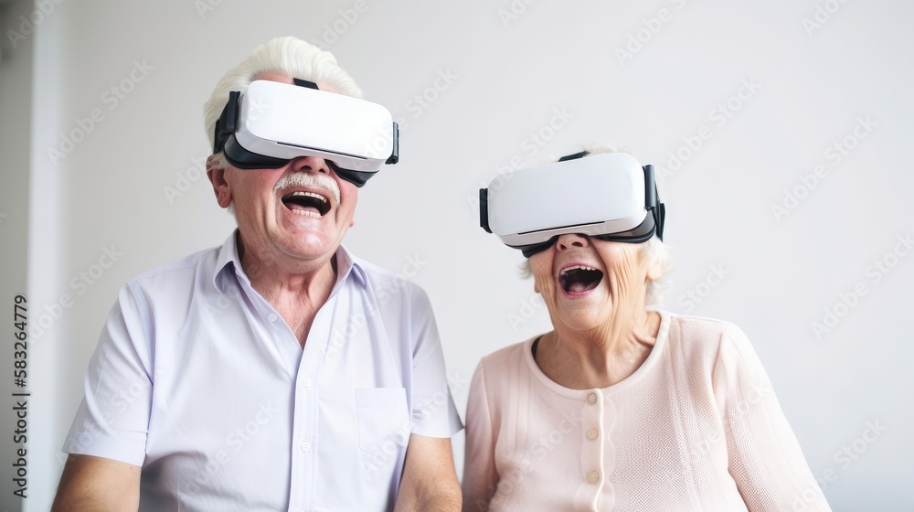 Aging Lovebirds Experience Thrilling VR World Together. Generative AI. Aging Lovebirds Experience Thrilling VR World Together. Generative AI.