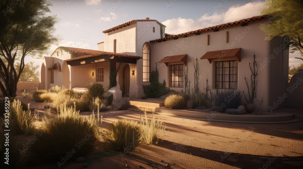 An adobe home in American southwest by generative AI