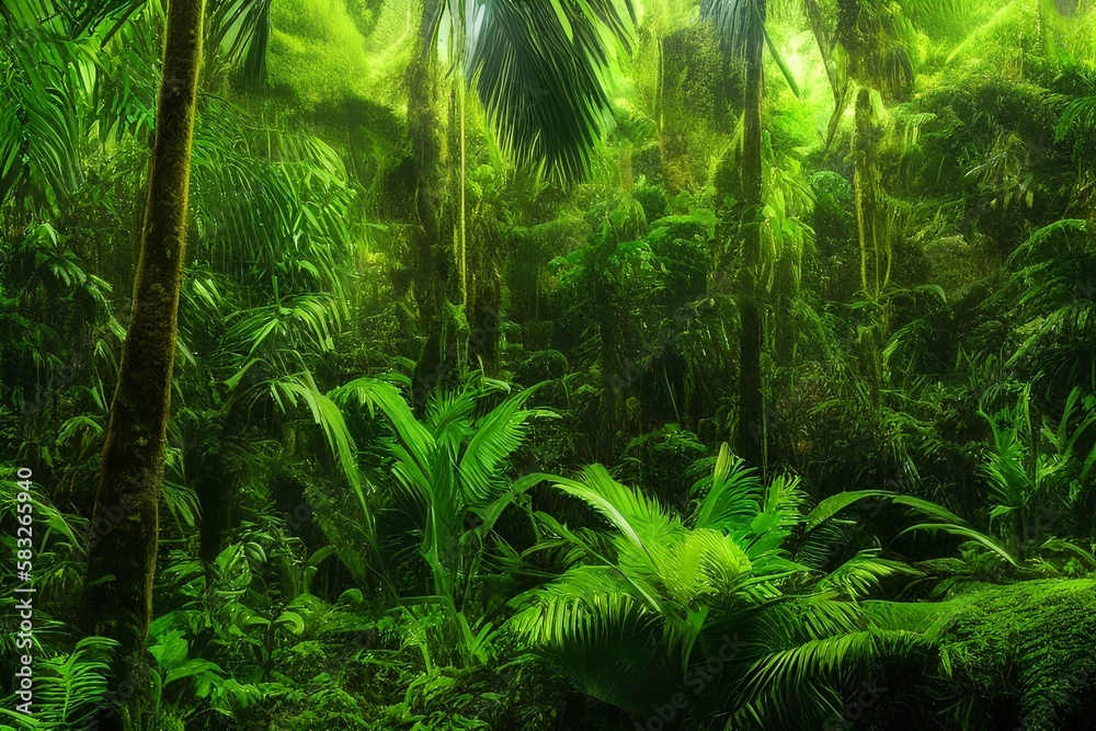 Fototapeta premium tropical rainforest landscape, tropical forest, forest - generative ai