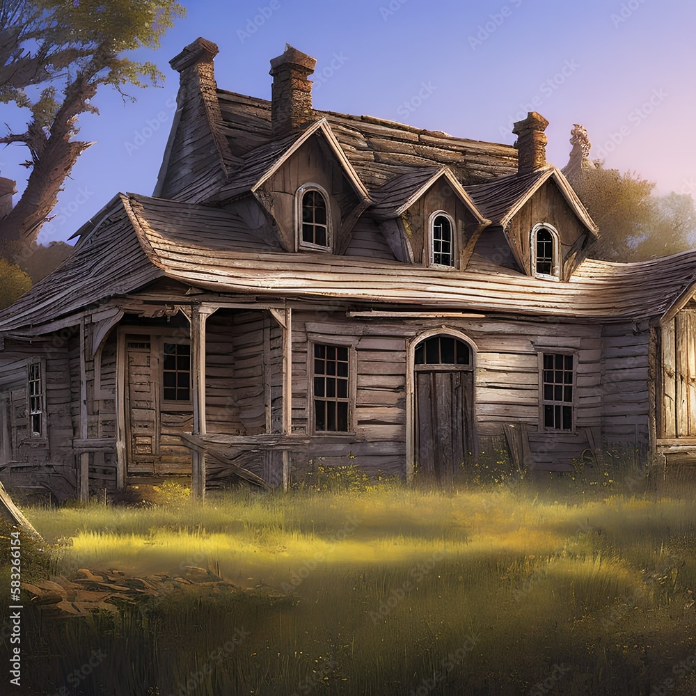 an old, decrepit farmhouse that has been abandoned for years2, Generative AI