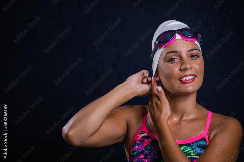 Dark Haired Girl Posing in Swimwear in Studio Dark Haired Girl Posing in Swimwear in Studio