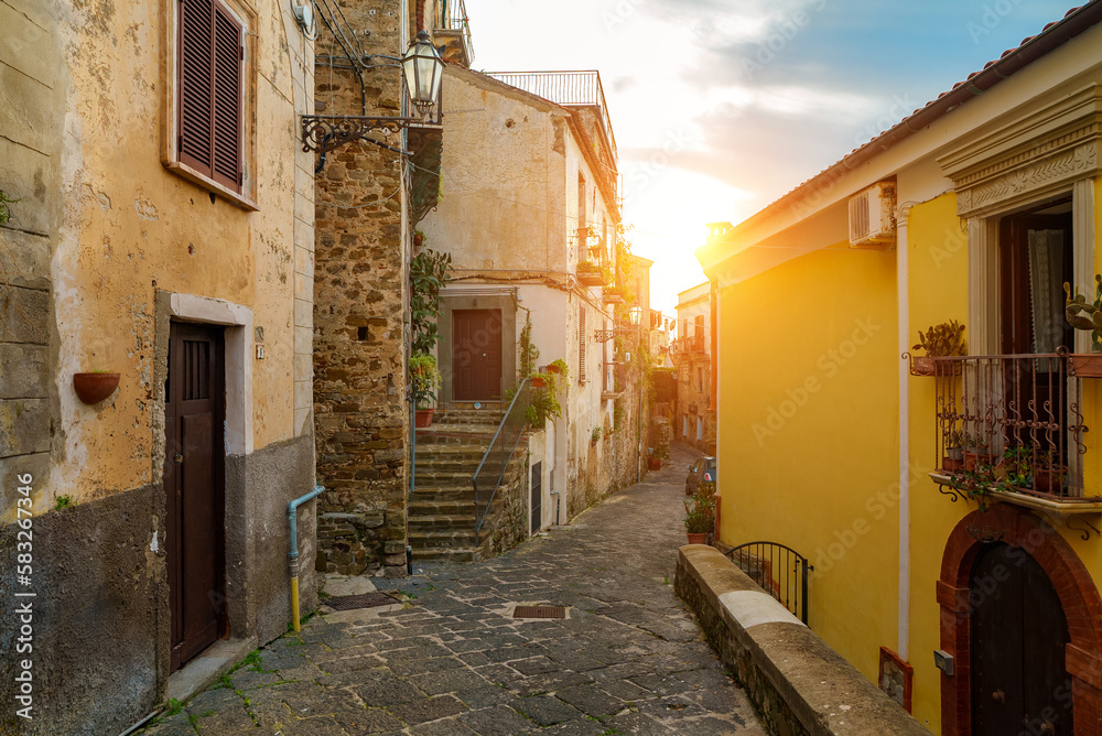 Typical italian street in Agropoli in Italy. Typical italian street in Agropoli in Italy.