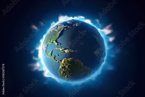 Planet Earth in space 3D illustration  world earth day background  generative ai illustration