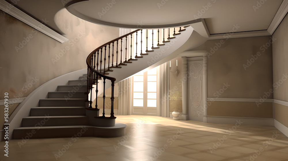 Obraz premium Hall with staircase 3d render (ai generated)