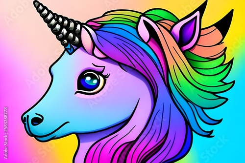 Unicorn Face, Rainbow Generative AI