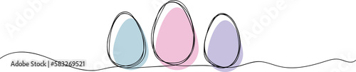 Easter continuous line eggs. PNG image