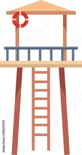 Wooden lifeguard station with stairs