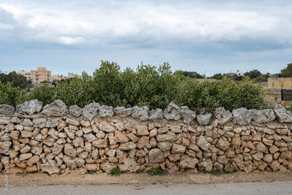 A wall built with stone in Malta