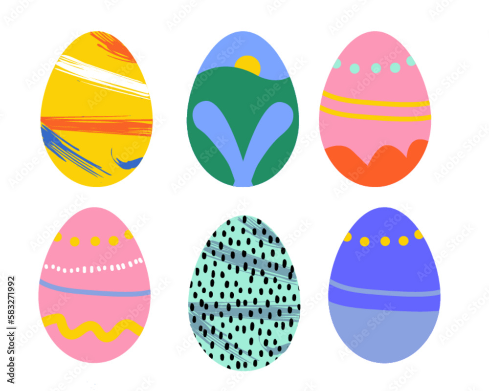 Illustration of a Easter eggs set, with pattern.