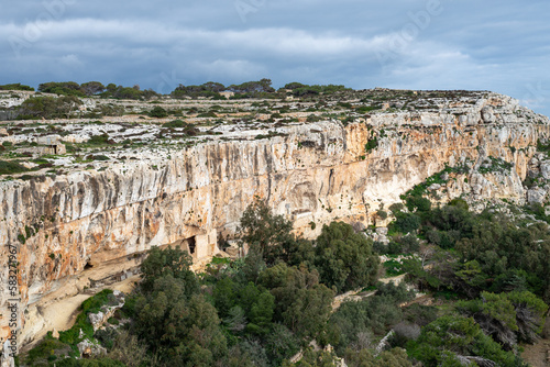 Dingli cliffs in Malta on a cloudy day
