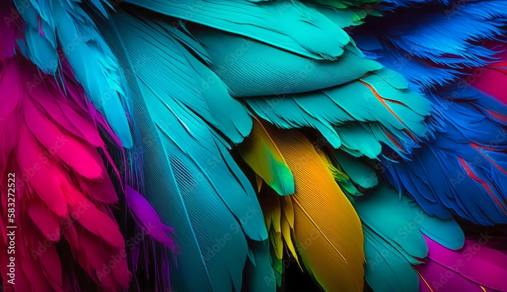 Obraz premium Delicate elegant colorful feathers background. Generative AI