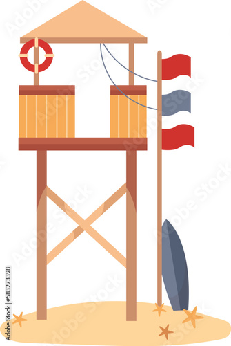 Wooden lifeguard station on coast