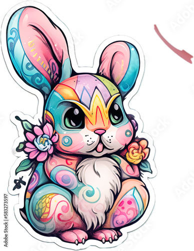 Gothic Easter Delight: A Charming Bunny and Easter Eggs Sticker 