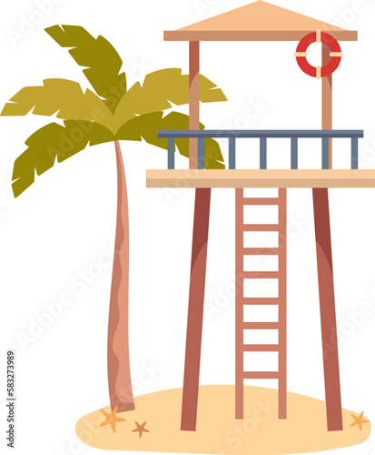 Wooden lifeguard station on coast