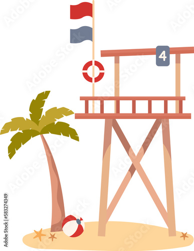 Wooden lifeguard station on coast