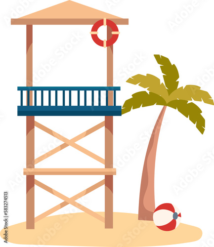 Wooden lifeguard station on coast