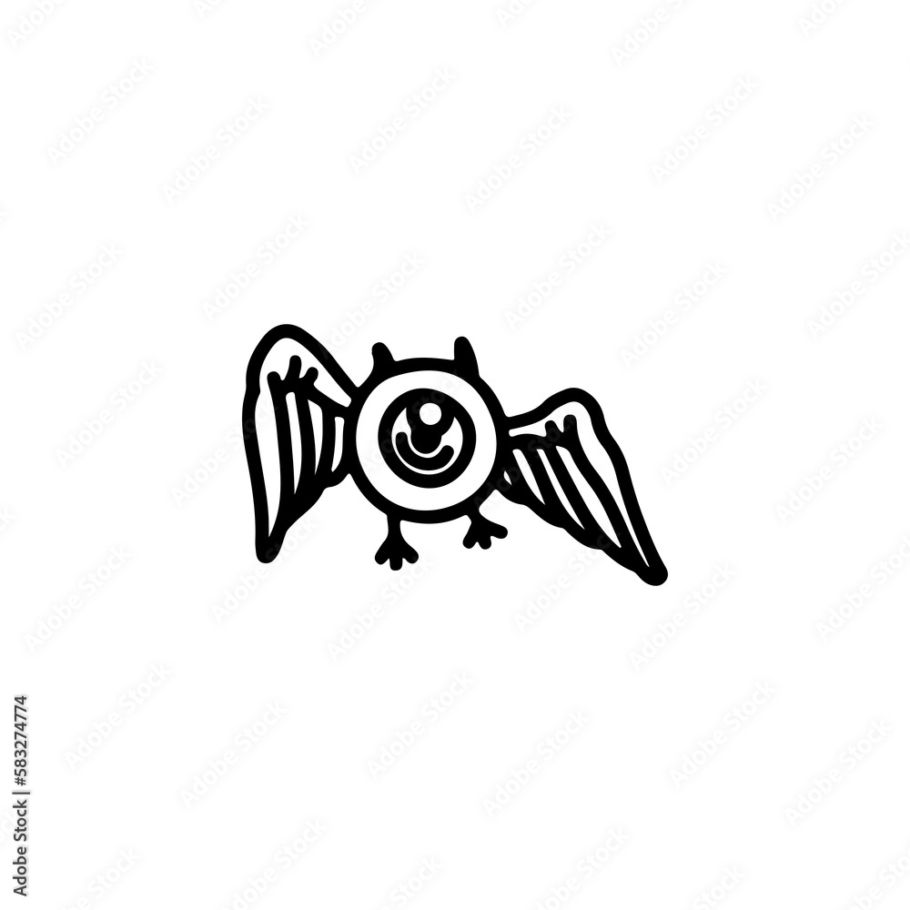 Fototapeta premium vector illustration of an eyeball with wings