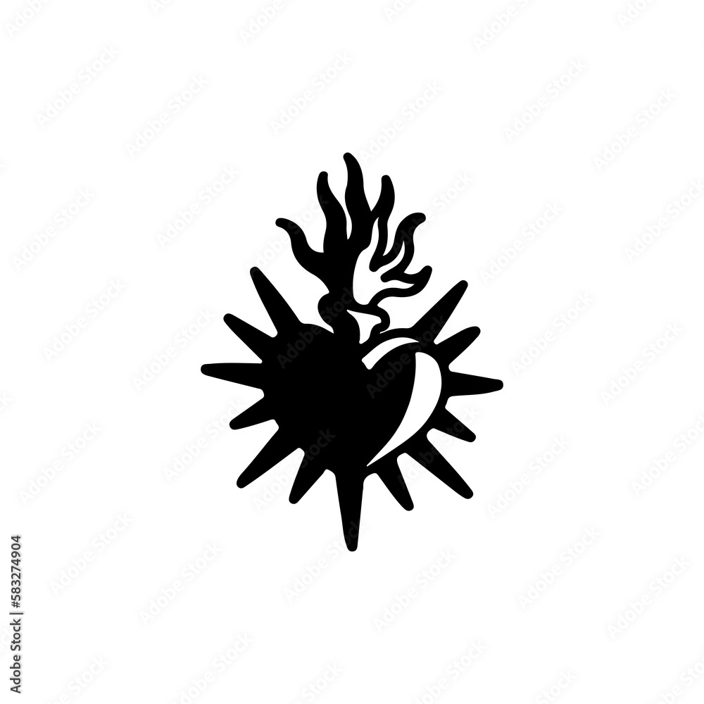 prickly heart silhouette vector illustration
