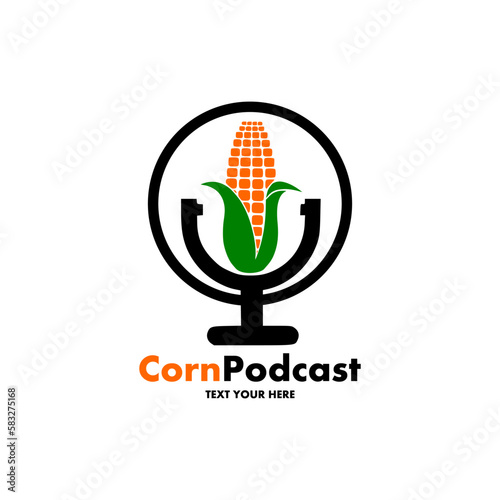 Corn podcast logo template illustration