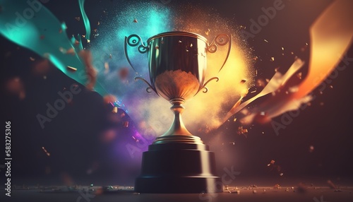 Winner's prize Cup . Creative illustration. (Ai Generate)