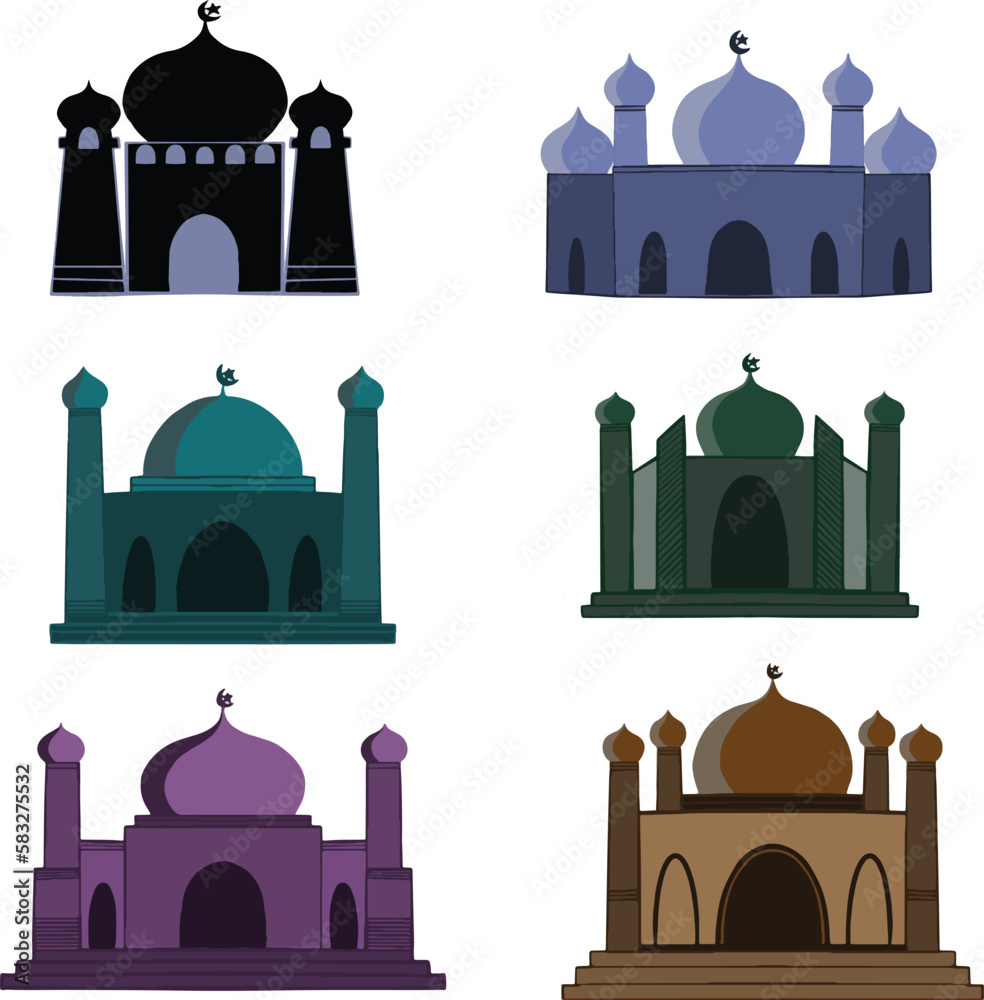 flat mosque illustration, mosque clipart