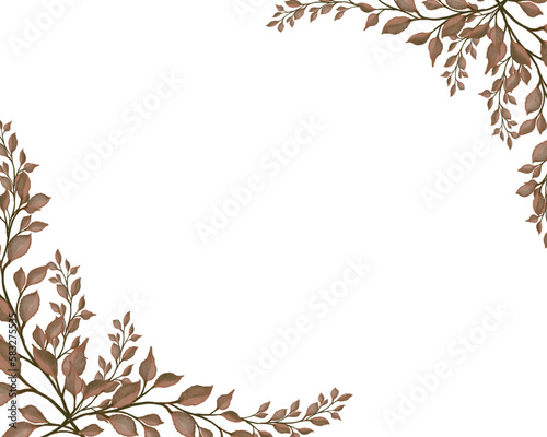white background with autumn leaves border
