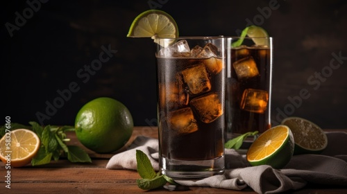 A perfect mix of rum, cola, and lime: Cuba Libre cocktail, GENERATIVE AI