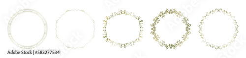素材_フレームのセット_ゴールドの豪華な雰囲気の飾り枠。シンプルで高級感のある囲みのデザイン。文字無し