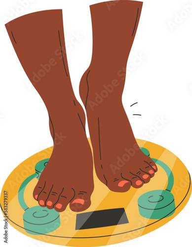 Feet on weighing scale design element