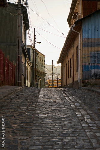 Street of Valparaíso. This city is the main port of Chile. © Harold