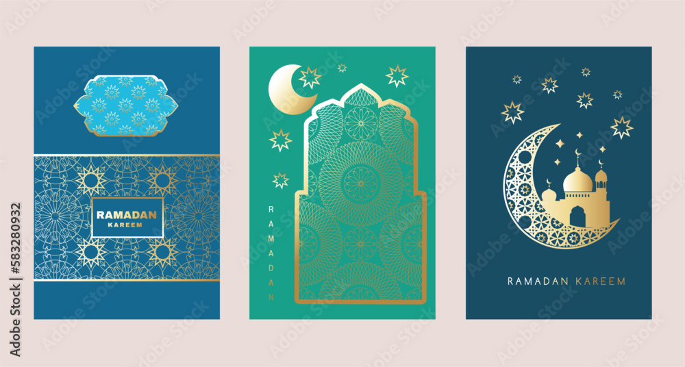 Happy Ramadan Kareem  Islamic template design with Crescent, mosque, minaret, Ramadan traditions Islamic Holy Month   Vector vintage art  illustration