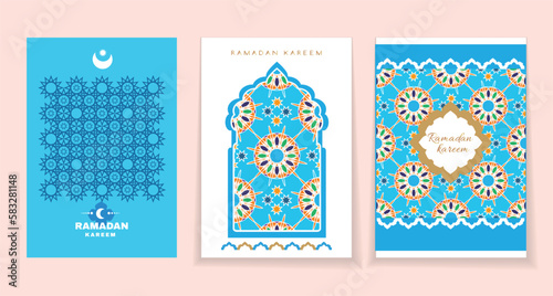 Happy Ramadan Kareem  Islamic template design with Crescent, mosque, minaret, Ramadan traditions Islamic Holy Month   Vector vintage art  illustration