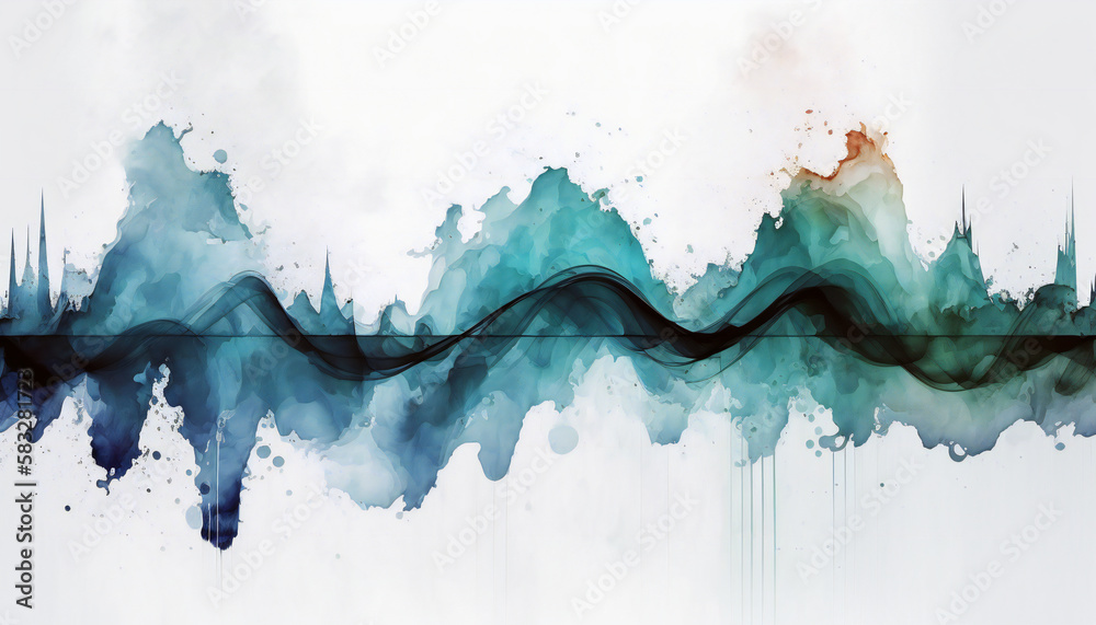 Obraz premium Colorful Music Waveform, isolated on white background - watercolor style illustration background by Generative Ai