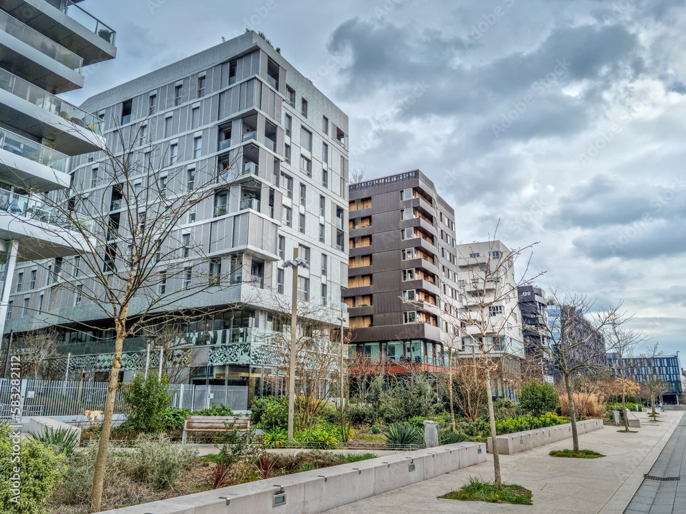 Modern buildings in the Paris Rive Gauche neighbourhood, Paris, France