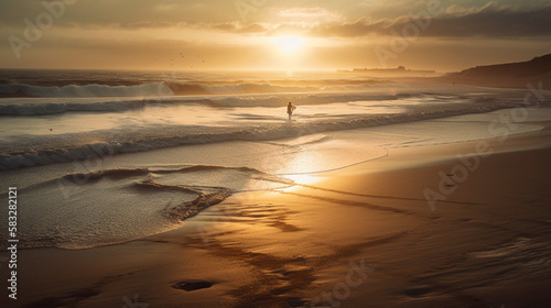 Lone surfer at dusk © Jo