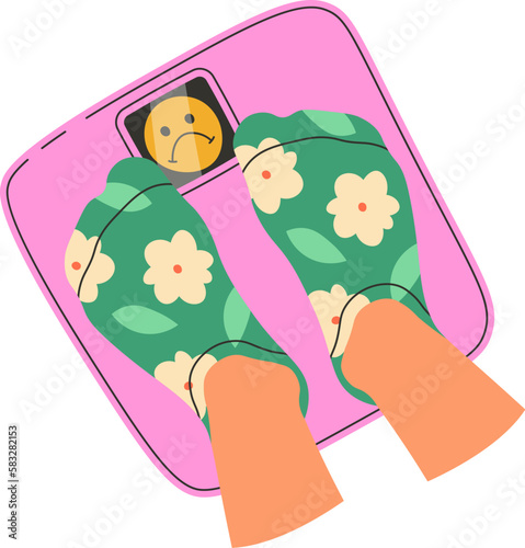Feet on weighing scale design element