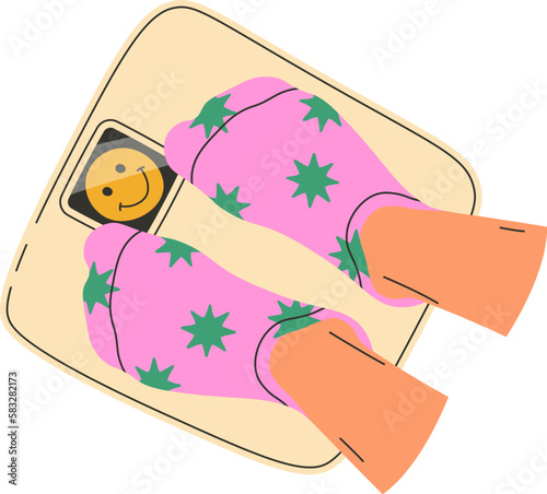 Feet on weighing scale design element