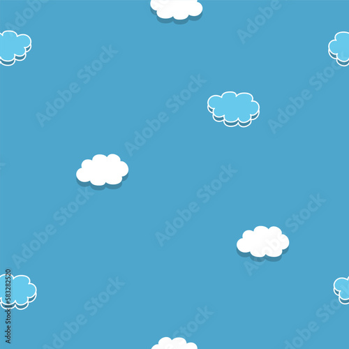 Vector blue sky with clouds pattern background. 