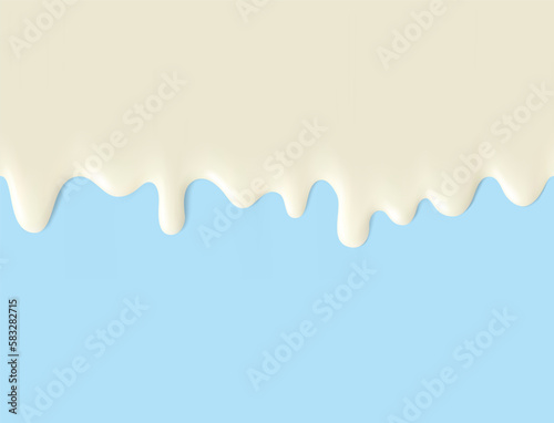 High realistic seamless cream flowing drops. Vector illustration. Easy to use on different backgrounds. Great for your design. EPS10.